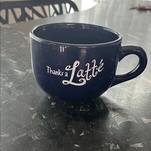 Thanks a Latte Navy Ceramic Coffee Mug - Unbranded